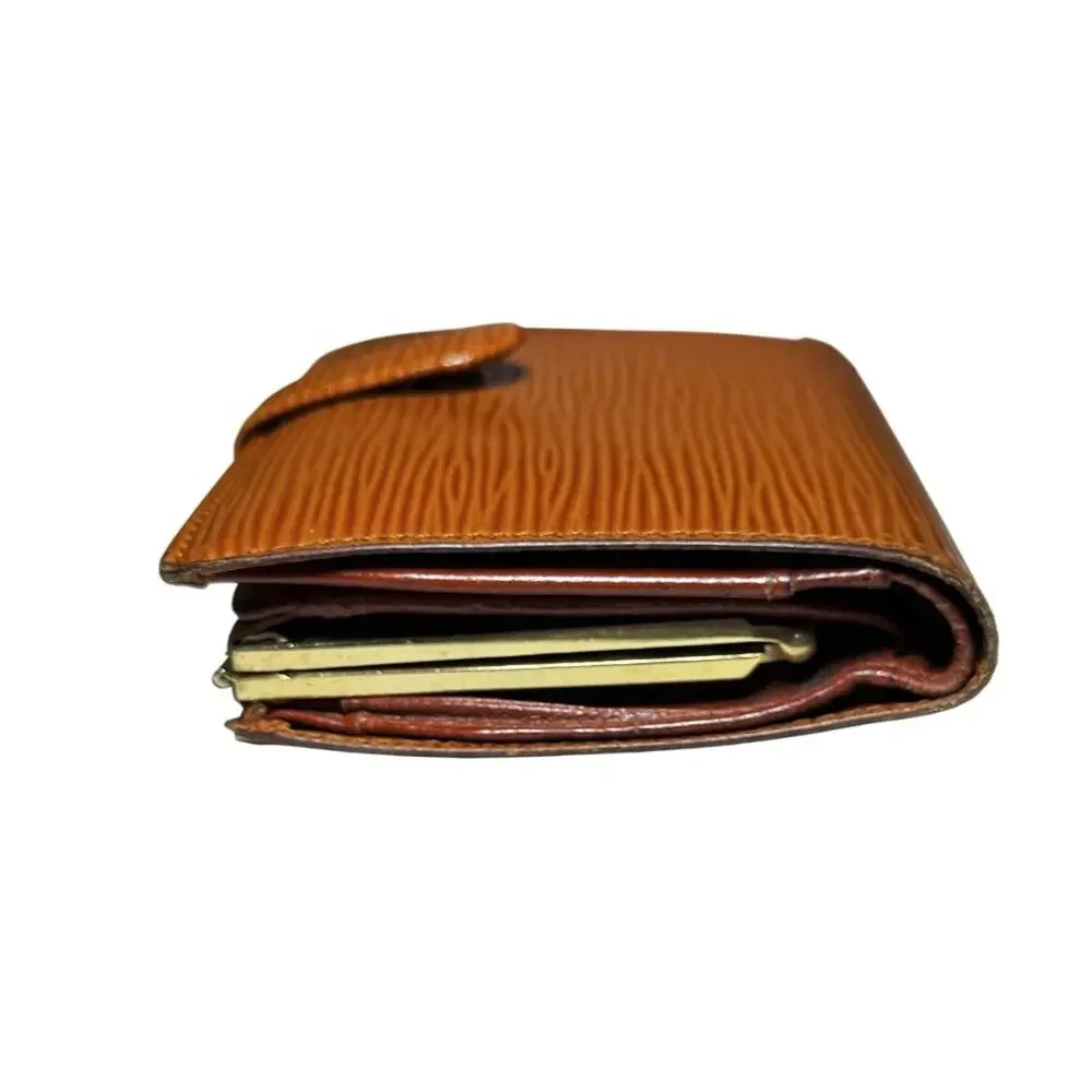 Louis Vuitton Vintage Brown Epi Leather Kisslock Bifold Compact Wallet LV